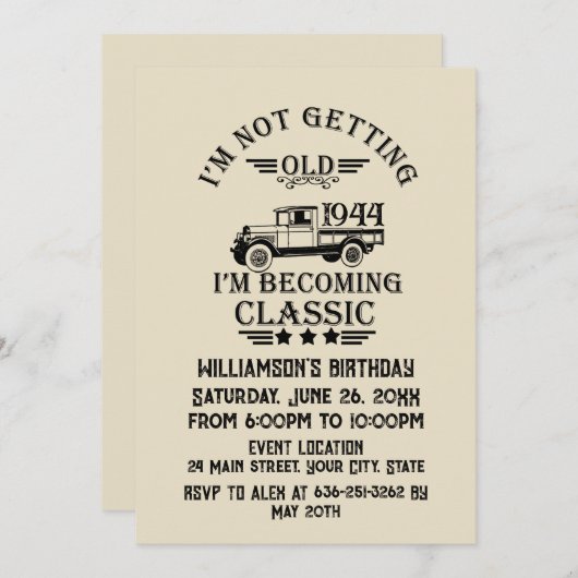 Gepersonaliseerde tachtig vintage 80ste verjaardag kaart (Voorkant / Achterkant)