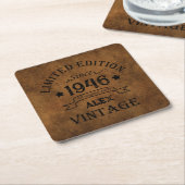 Gepersonaliseerde tachtig vintage 80ste verjaardag kartonnen onderzetters (Schuin)
