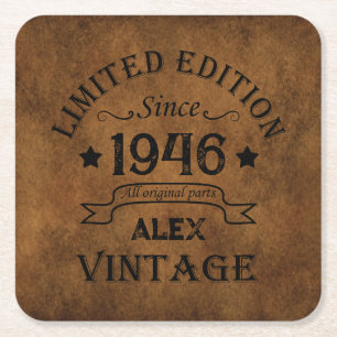 Gepersonaliseerde tachtig vintage 80ste verjaardag kartonnen onderzetters