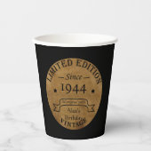 Gepersonaliseerde tachtig vintage 80ste verjaardag papieren bekers (Voorkant)