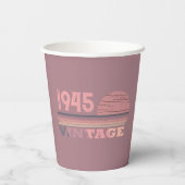 Gepersonaliseerde tachtig vintage 80ste verjaardag papieren bekers (Achterkant)