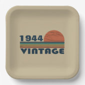 Gepersonaliseerde tachtig vintage 80ste verjaardag papieren bordje (Voorkant)