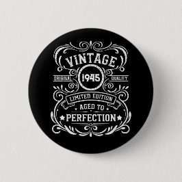 Gepersonaliseerde tachtig vintage 80ste verjaardag ronde button 5,7 cm
