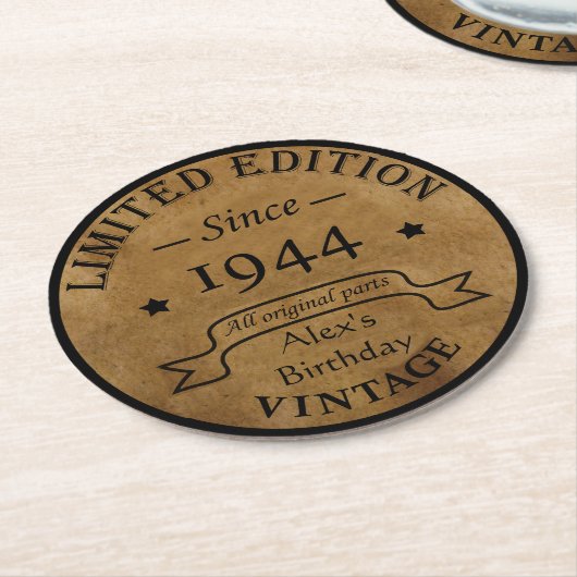 Gepersonaliseerde tachtig vintage 80ste verjaardag ronde kartonnen onderzetter (Gebogen)