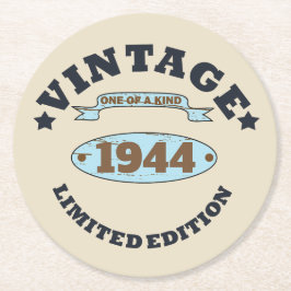 Gepersonaliseerde tachtig vintage 80ste verjaardag ronde kartonnen onderzetter