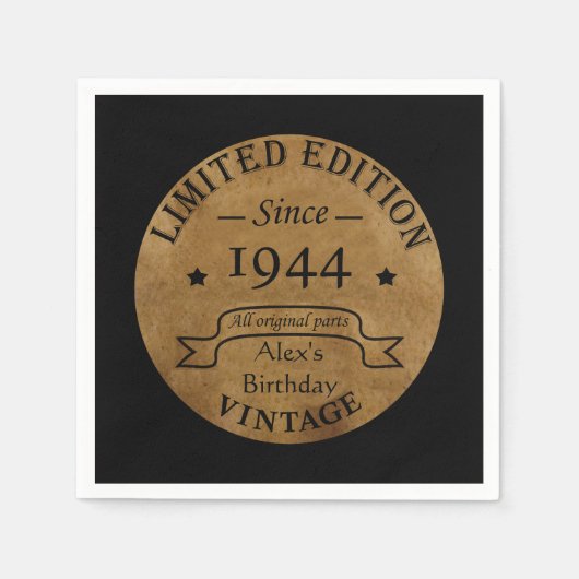 Gepersonaliseerde tachtig vintage 80ste verjaardag servet (Voorkant)