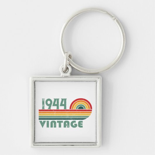 Gepersonaliseerde tachtig vintage 80ste verjaardag sleutelhanger (Voorkant)