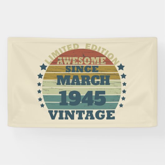 Gepersonaliseerde tachtig vintage 80ste verjaardag spandoek (Horizontaal)