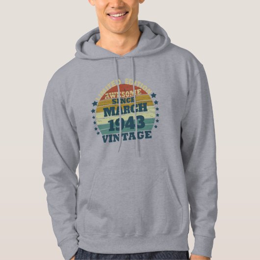 Gepersonaliseerde tachtigste vintage 80ste verjaar hoodie (Voorkant)