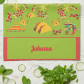 Gepersonaliseerde Taco Fun Green Theedoek (Gevouwen)