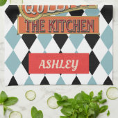 Gepersonaliseerde   Taco Geometric Blue Theedoek (Gevouwen)