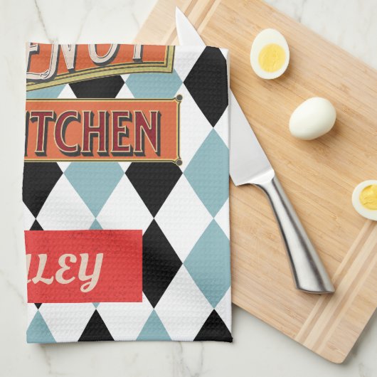 Gepersonaliseerde   Taco Geometric Blue Theedoek (Quarter Fold)