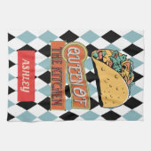 Gepersonaliseerde   Taco Geometric Blue Theedoek (Horizontaal)