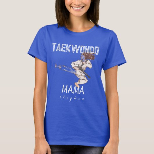 Gepersonaliseerde taekwondo mama, sport mam t-shirt (Voorkant)