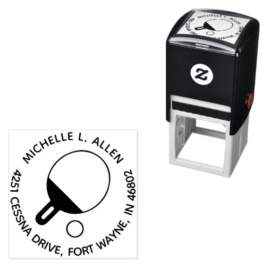 Gepersonaliseerde Tafeltennis Ronde Retouradres Zelfinktende Stempel (In situ)