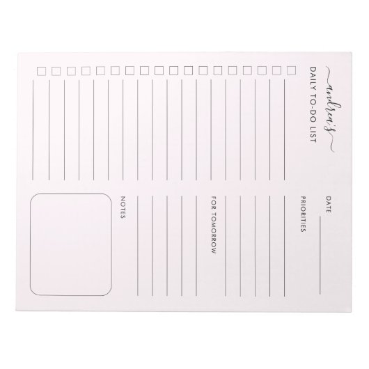 Gepersonaliseerde takenlijst Dagelijkse notities P Notitieblok (Voorkant)