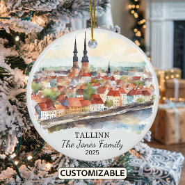 Gepersonaliseerde Tallinn Ornament, Estland Gift Keramisch Ornament