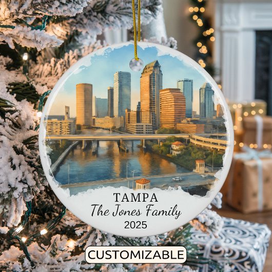 Gepersonaliseerde Tampa Ornament, Florida Keramisch Ornament