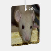 Gepersonaliseerde Tan Beige Dumbo Fancy Pet Rat Metalen Ornament (Voorkant Rechts)