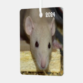 Gepersonaliseerde Tan Beige Dumbo Fancy Pet Rat Metalen Ornament (Voorkant links)