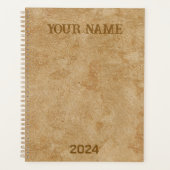Gepersonaliseerde Tan Chamois Leerprint Planner (Voorkant)