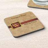 Gepersonaliseerde Tan Chamois Nep Leer Bier Onderzetter (Linkerzijde)