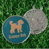 Gepersonaliseerde Tan Doodle Dog op Donkerblauw Gr Golfballen