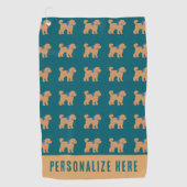 Gepersonaliseerde Tan Doodle Dog op Donkerblauw Gr Golfhanddoek (Voorkant)