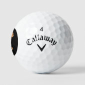 Gepersonaliseerde Tan Doodle Hond op Zwart Golfballen (Logo)