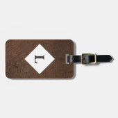 Gepersonaliseerde Tan Leather Print bagagelabel (Voorkant horizontaal)
