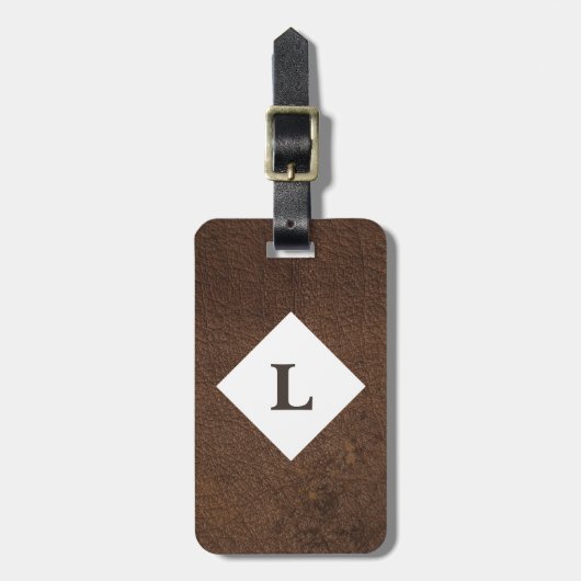 Gepersonaliseerde Tan Leather Print bagagelabel (Voorkant verticaal)