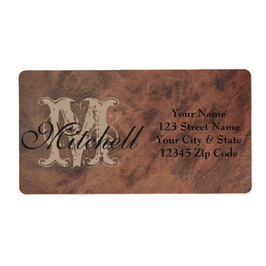 Gepersonaliseerde Tan Leather Shipping adresetiket Etiket (Voorkant)