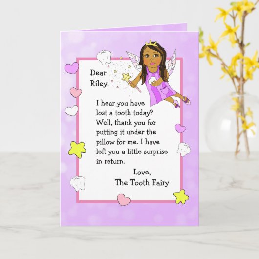 Gepersonaliseerde tandenfee Kaart (Gele Bloem)