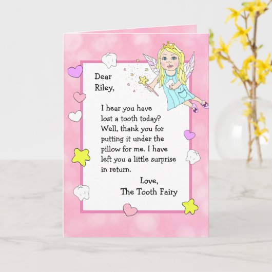 Gepersonaliseerde tandenfee Kaart (Gele Bloem)