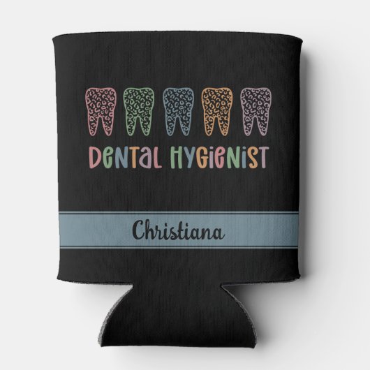 Gepersonaliseerde Tandhygiëniste Leopard Print tan Blikjeskoeler (Achterkant)
