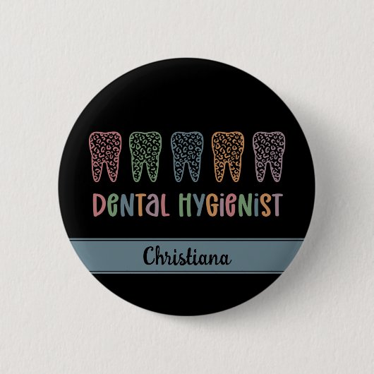 Gepersonaliseerde Tandhygiëniste Leopard Print tan Ronde Button 5,7 Cm (Voorkant)