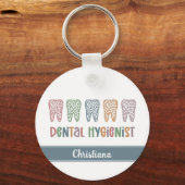 Gepersonaliseerde Tandhygiëniste Leopard Print tan Sleutelhanger (Achterkant)