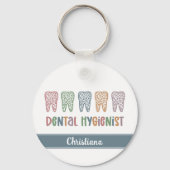 Gepersonaliseerde Tandhygiëniste Leopard Print tan Sleutelhanger (Achterkant)