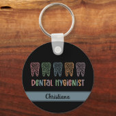Gepersonaliseerde Tandhygiëniste Leopard Print tan Sleutelhanger (Voorkant)