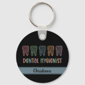 Gepersonaliseerde Tandhygiëniste Leopard Print tan Sleutelhanger (Achterkant)