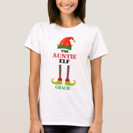 Gepersonaliseerde tante elf vakantie t-shirt