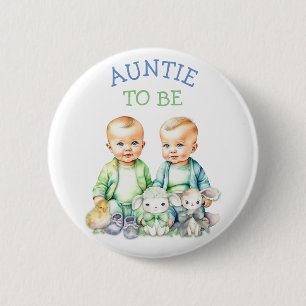 Gepersonaliseerde tante te zijn Twins Baby shower Ronde Button 5,7 Cm
