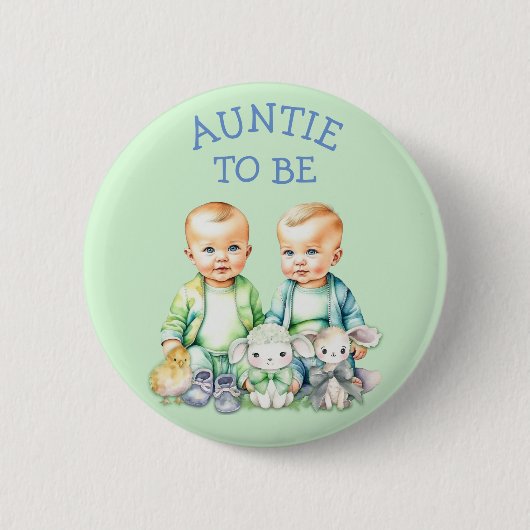 Gepersonaliseerde tante te zijn Twins Baby shower Ronde Button 5,7 Cm (Voorkant)