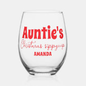 Gepersonaliseerde Tante's Kerstmis Sippy Cup Wijnglas Zonder Voet (Voorkant)