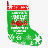 Gepersonaliseerde tante's lelijke kersttrui grote kerstsok (Voorkant)