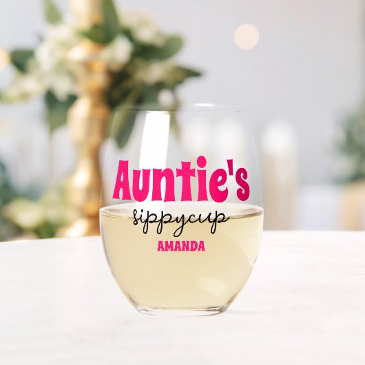 Gepersonaliseerde tante's Sippy Cup Wijnglas Zonder Voet (Insitu (Huwelijk))