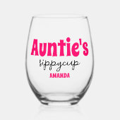 Gepersonaliseerde tante's Sippy Cup Wijnglas Zonder Voet (Voorkant)