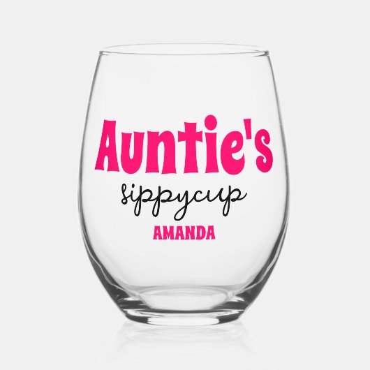Gepersonaliseerde tante's Sippy Cup Wijnglas Zonder Voet (Voorkant)
