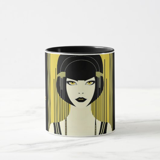 Gepersonaliseerde Tarot Mok Art Deco Flapper Meisj (Midden)