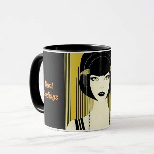 Gepersonaliseerde Tarot Mok Art Deco Flapper Meisj (Voorkant links)